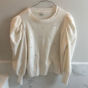 a new day Cream Sweater with Pearl Details